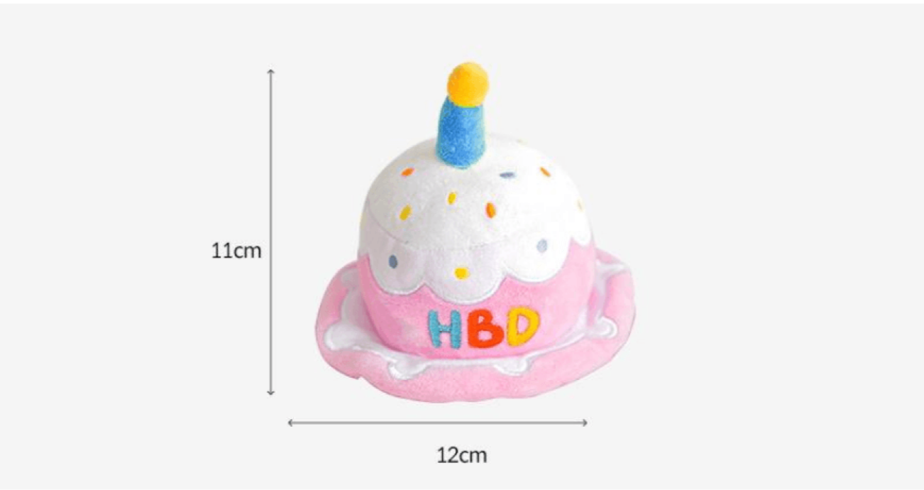 PLUSH CHEW TOY - BIRTHDAY CAKE HAT